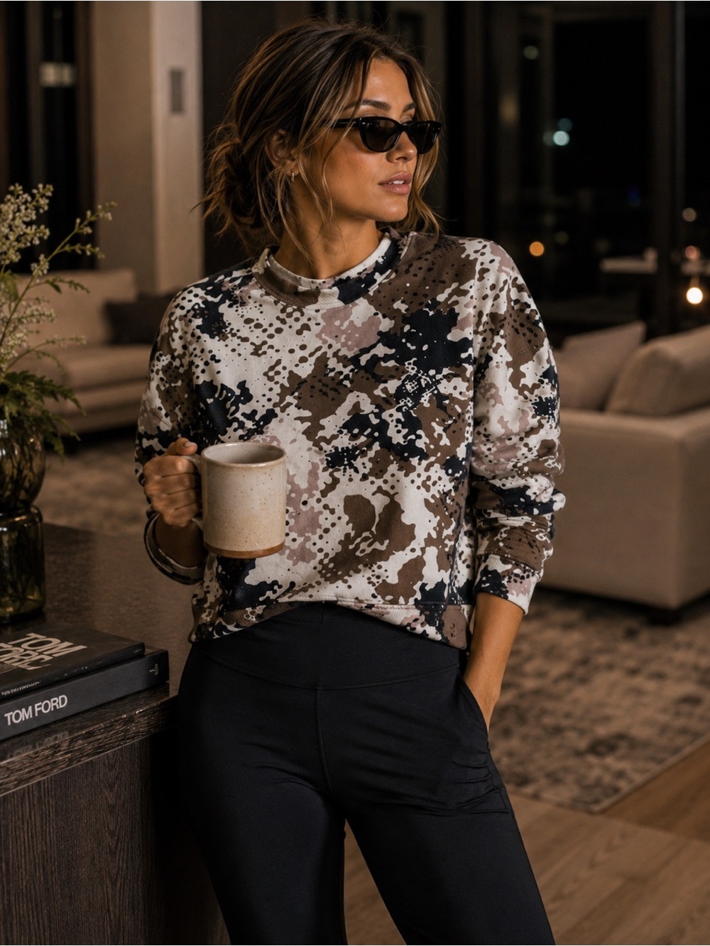 rag & bone Poe Sweatshirt Women’s Small Pixelated Camo Crewneck Pullover